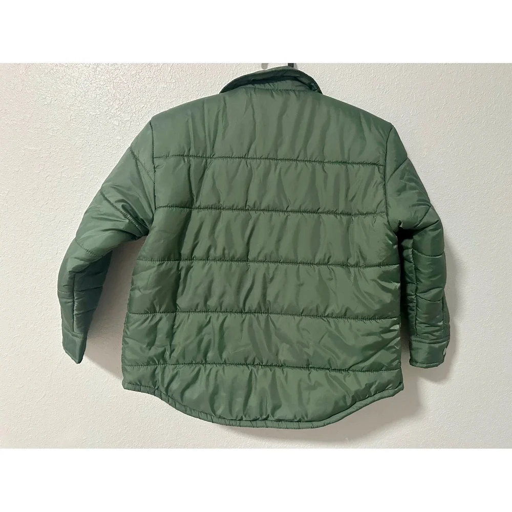 Free Assembly Quilted Puffer Shacket Kids Sz 6/7 Green Excellent Utility Jacket